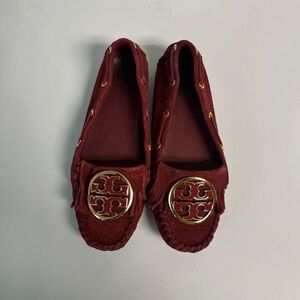 Tory Burch Women's Size 7M Burgundy Suede Driving Moccasin Loafers